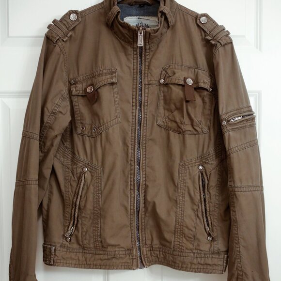 XRAY Vintage Y2K Jeans Men's Collared Full Zip Jacket Size - Green - L - Picture 2 of 11